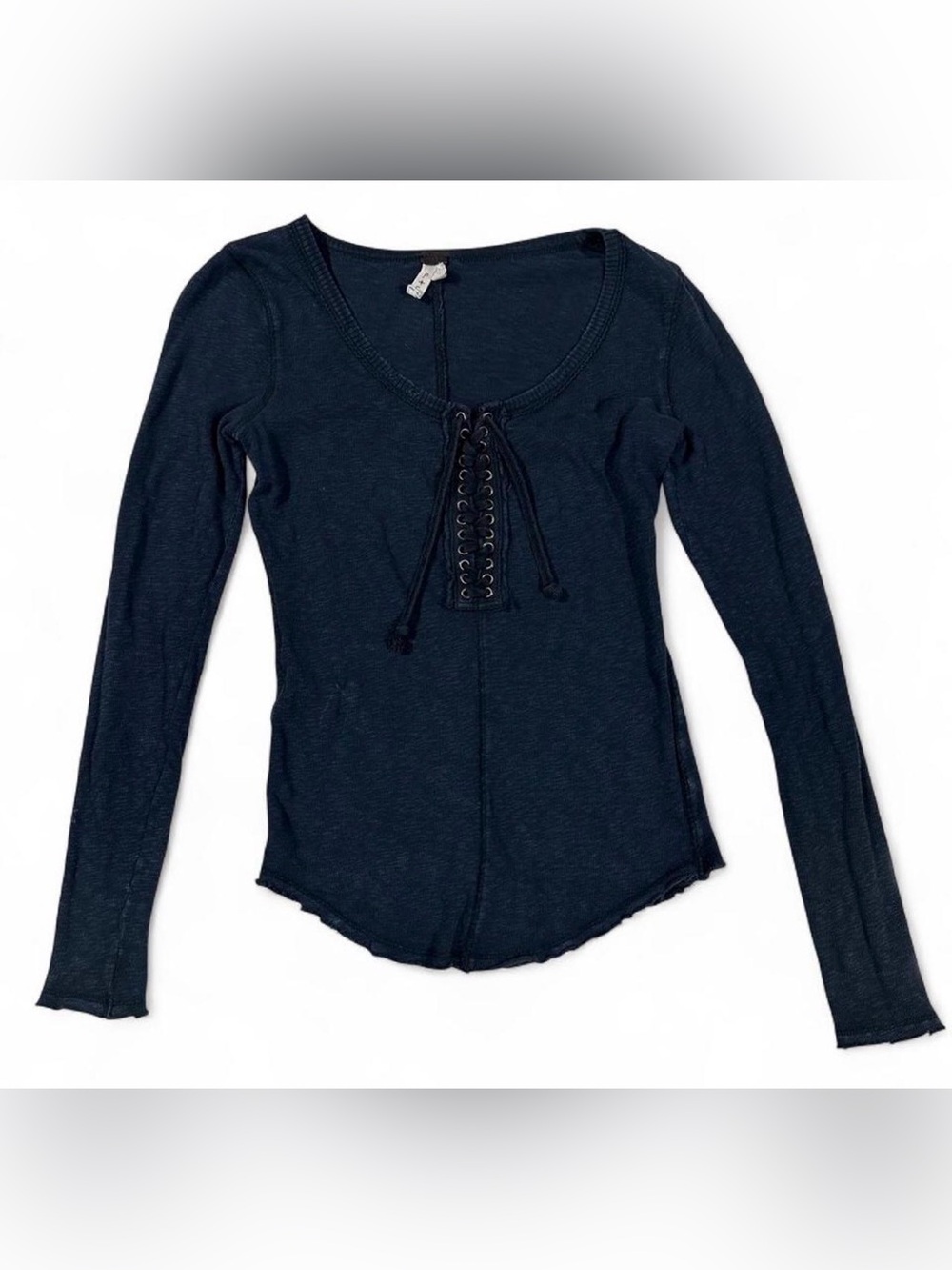 We The Free Free People Lace-Up Distressed Long Sleeve Top (Small) ✨